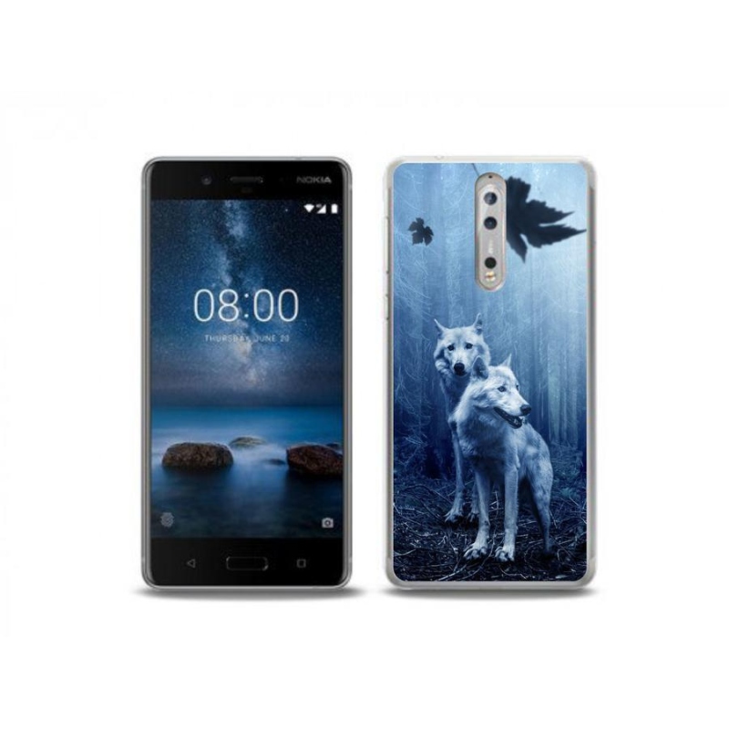 Zselés borítás mmCase a Nokia 8 mobiltelefonhoz - farkasok az erdőben