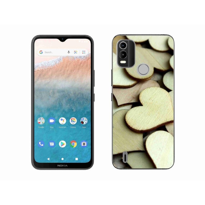 Zselés borítás mmCase a Nokia C21 Plus készülékhez - fából készült szívek