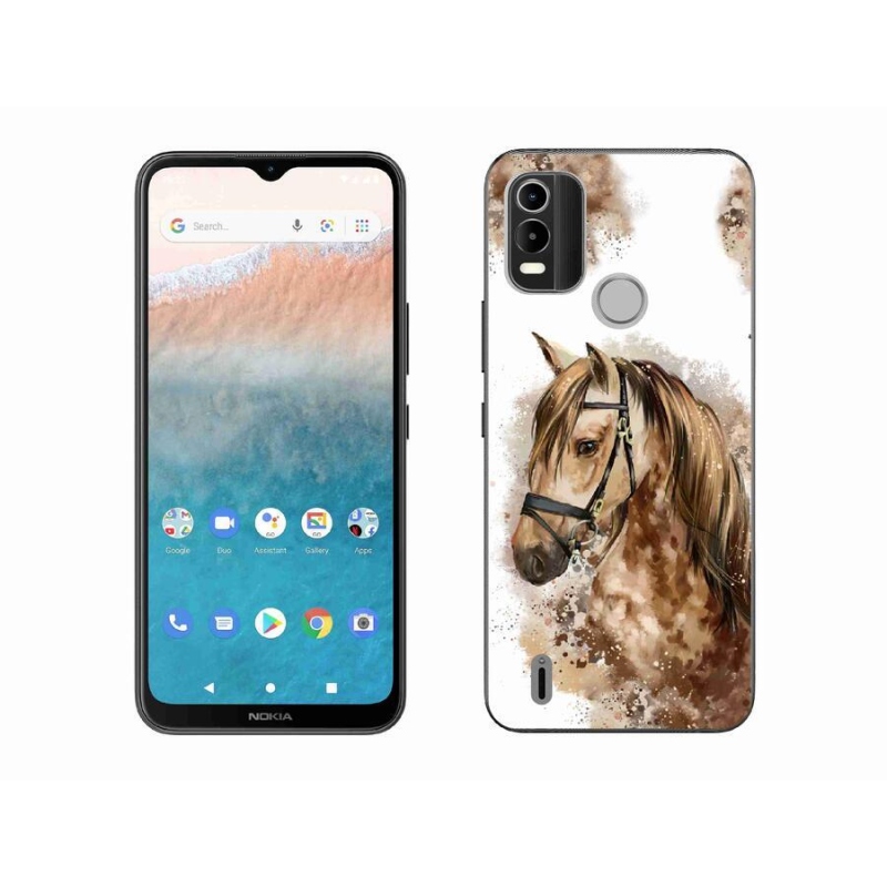 Zselés borítás mmCase a Nokia C21 Plus készülékhez - barna rajzfilm ló