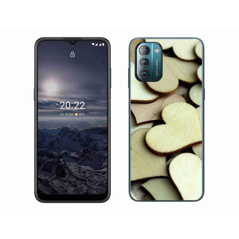 Zselés borítás mmCase a Nokia G11/G21 készülékhez - fából készült szívek