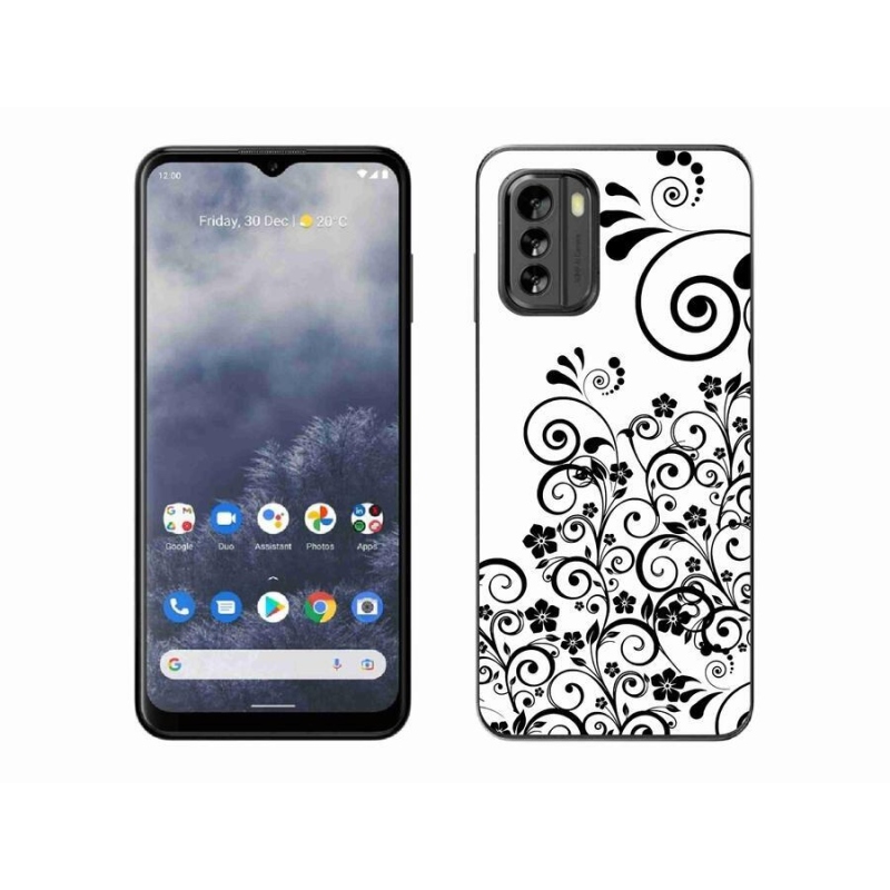 Zselés borítás mmCase a Nokia G60 5G készülékhez - fekete-fehér virágminták