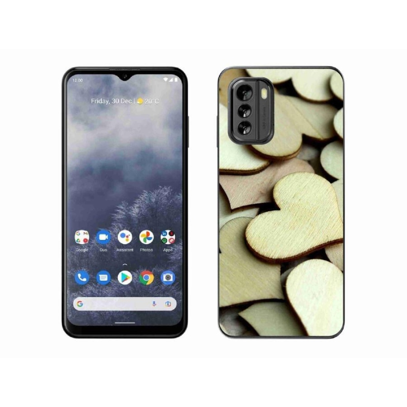 Zselés borítás mmCase a Nokia G60 5G készülékhez - fából készült szívek