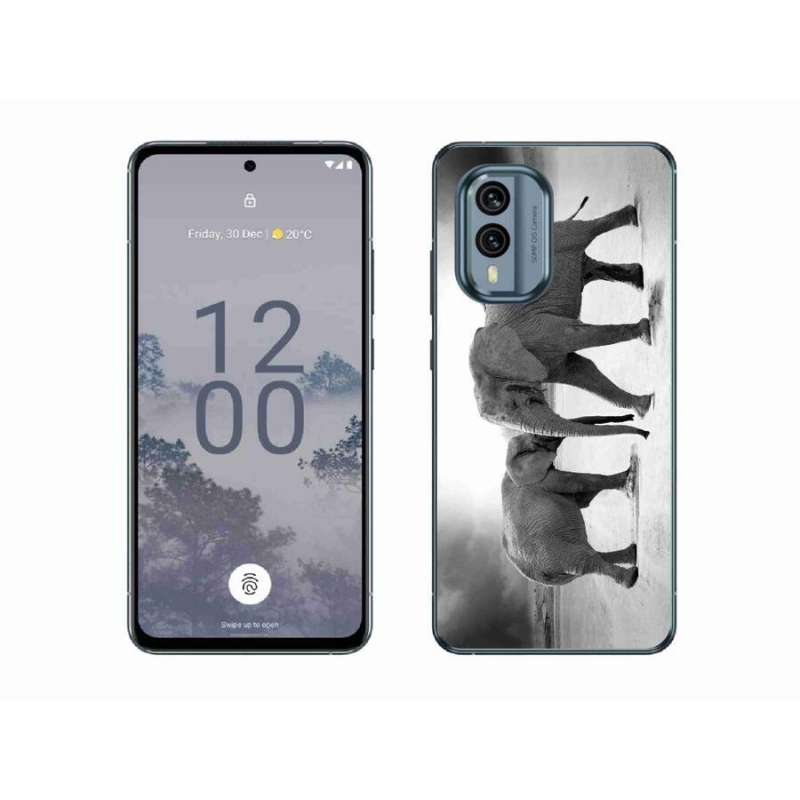 Zselés borítás mmCase a Nokia X30 5G készülékhez - fekete és fehér elefántok