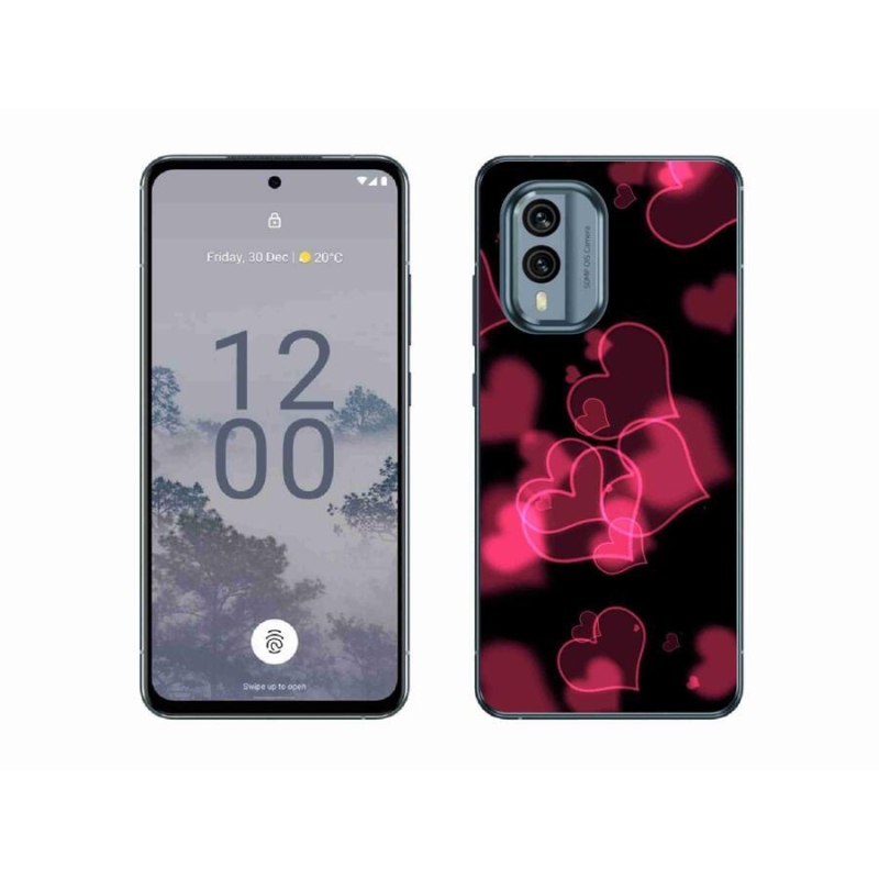 Zselés borítás mmCase a Nokia X30 5G készülékhez - piros szívek