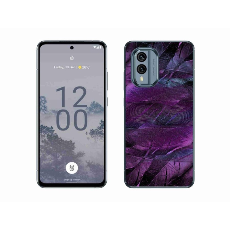 Zselés borítás mmCase a Nokia X30 5G készülékhez - lila tollak