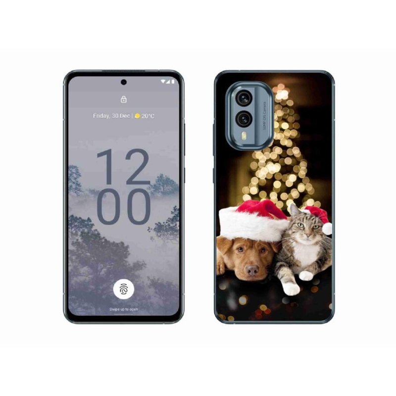 Zselés borítás mmCase a Nokia X30 5G készülékhez - Karácsonyi kutya és macska