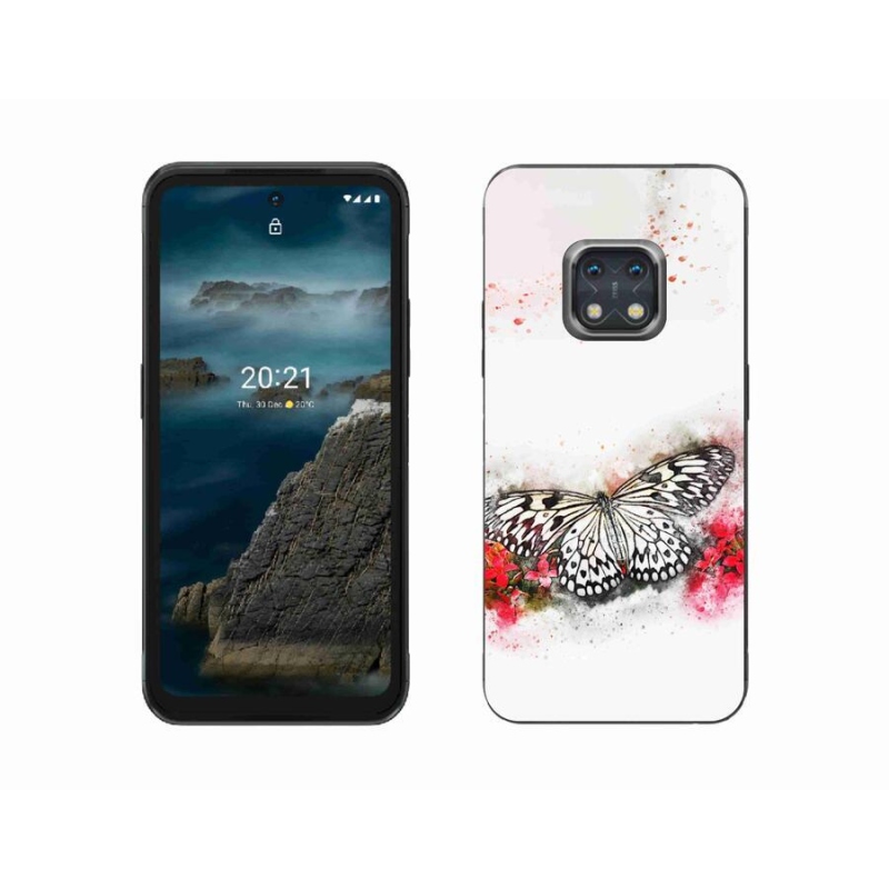 Zselés borítás mmCase a Nokia XR20 készülékhez - fekete-fehér pillangó
