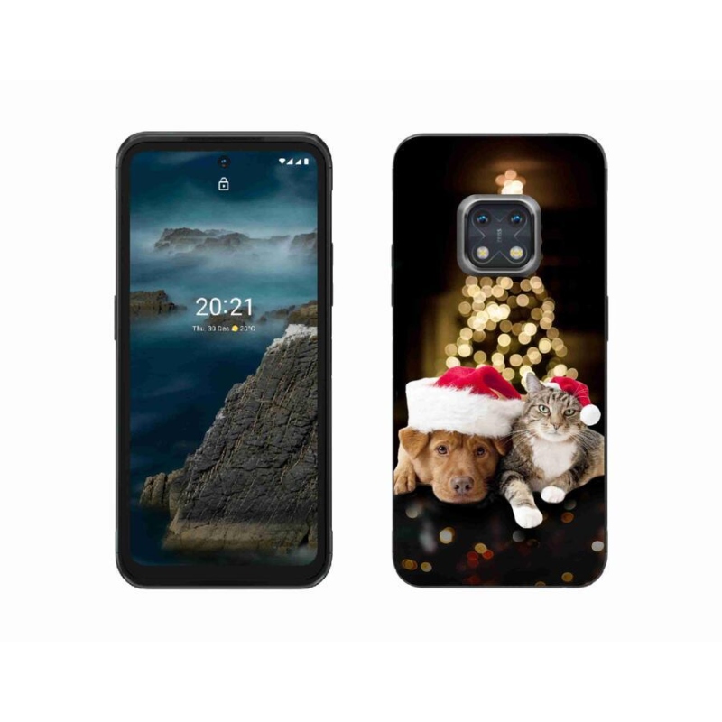 Zselés borítás mmCase a Nokia XR20 készülékhez - Karácsonyi kutya és macska