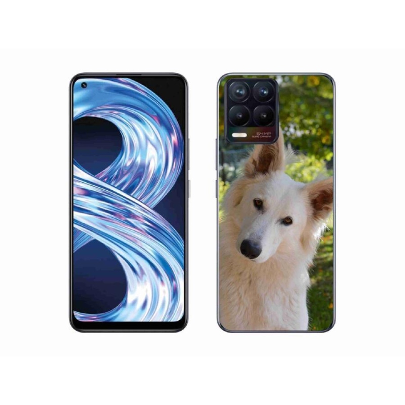 Gél borítás mmCase a Realme 8 4G-hez - fehér Svájci juhász 1