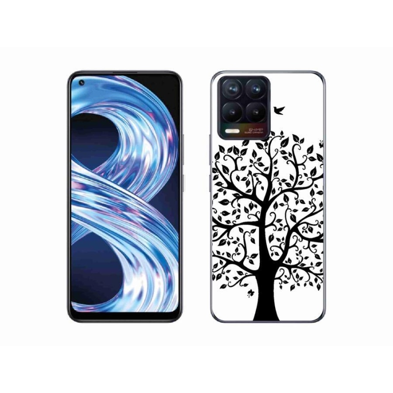 Gél borítás mmCase a Realme 8 4G-hez - fekete-fehér fa