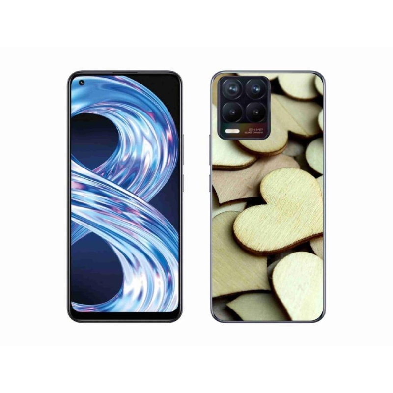 Gél borítás mmCase a Realme 8 4G készülékhez - fából készült szívek