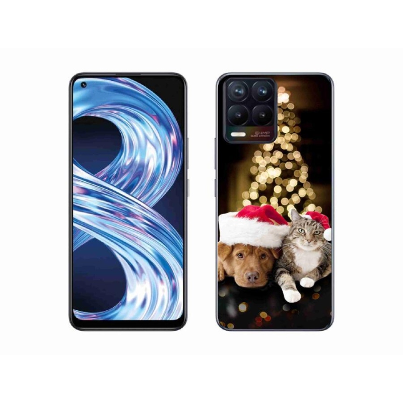 Gél borítás mmCase a Realme 8 4G-hez - Karácsonyi kutya és macska