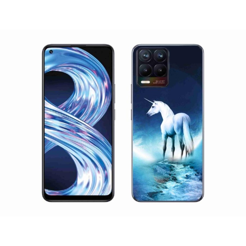 Gél borítás mmCase a Realme 8 Pro készülékhez - fehér egyszarvú
