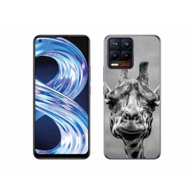 Zselés borítás mmCase a Realme 8 Pro-hoz - fekete-fehér zsiráf