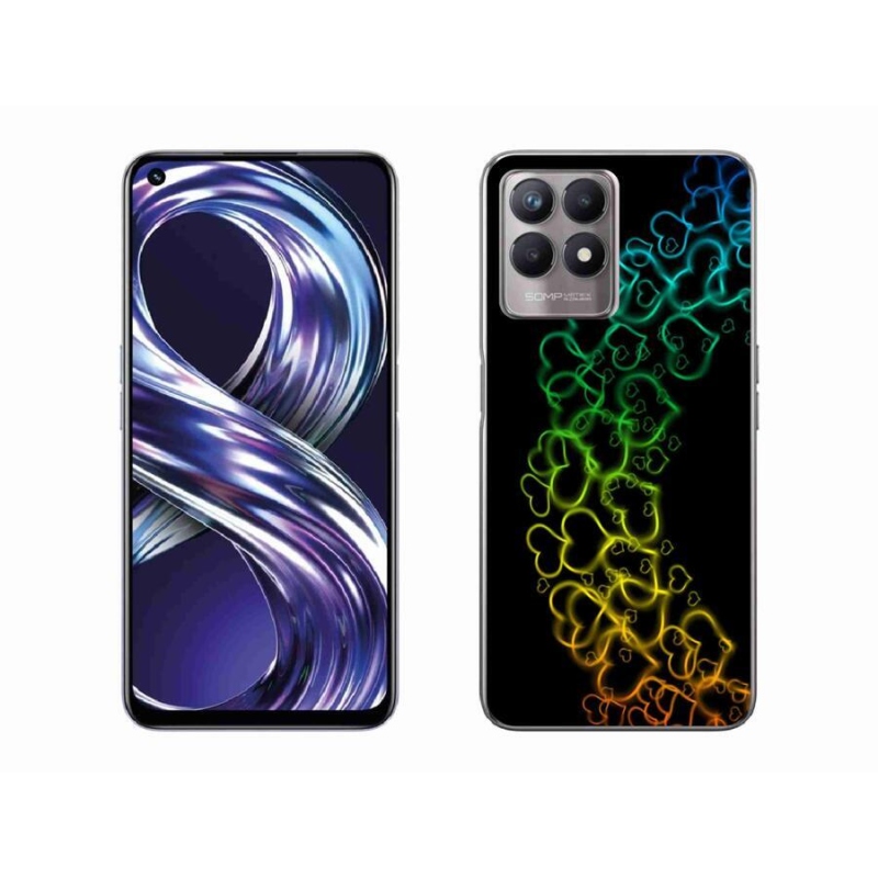 Zselés borító mmCase mobilhoz Realme 8i - színes szívek