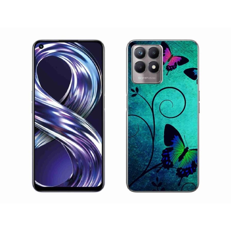Gél borító mmCase mobilhoz Realme 8i - színes pillangók