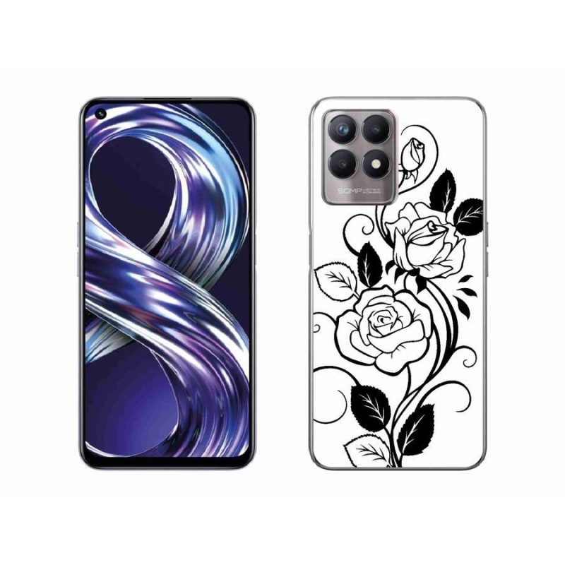 Zselés borítás mmCase a Realme 8i készülékhez - fekete és fehér rózsa