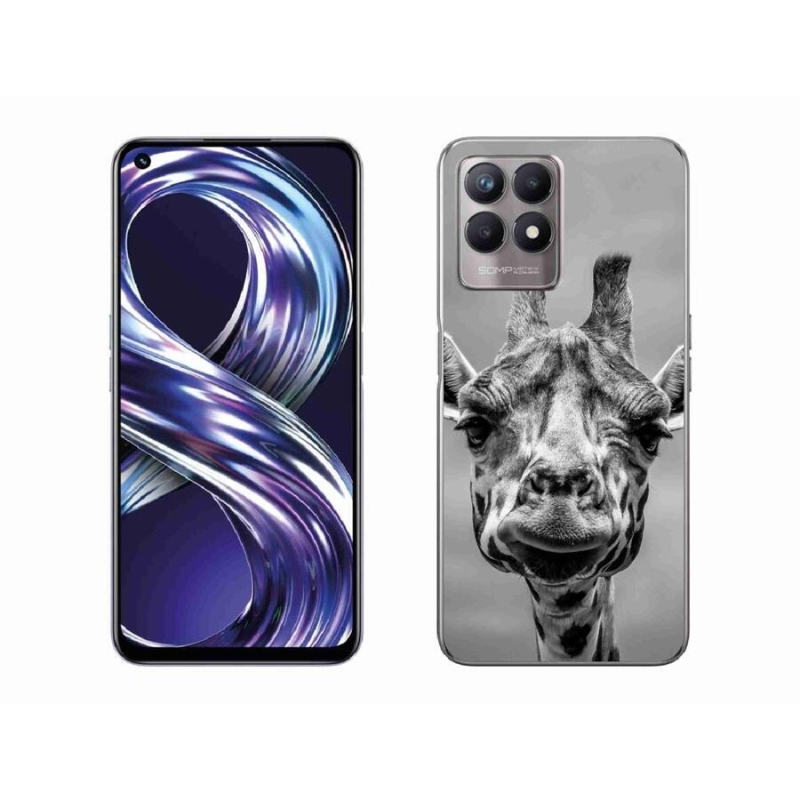 Zselés borítás mmCase a Realme 8i készülékhez - fekete-fehér zsiráf