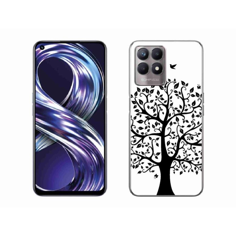 Zselés borítás mmCase a Realme 8i készülékhez - fekete-fehér fa