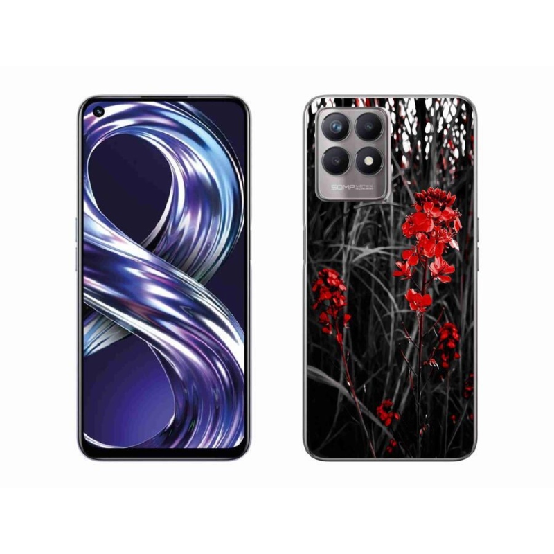 Zselés borítás mmCase a Realme 8i készülékhez - piros növény