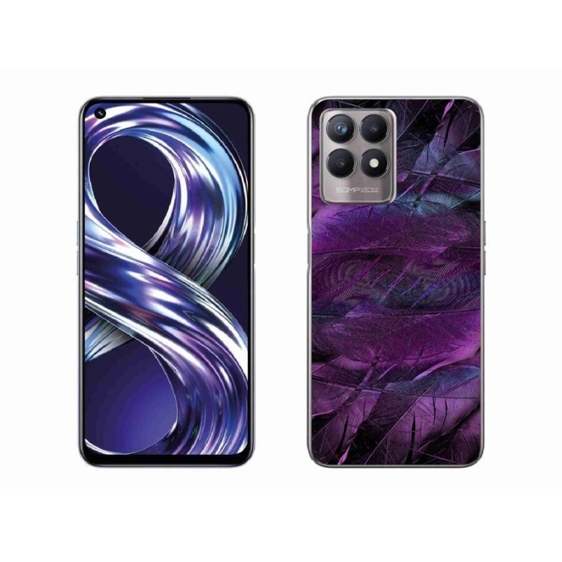 Zselés borítás mmCase a Realme 8i készülékhez - lila tollak