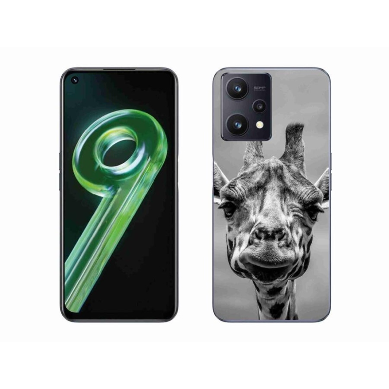 Gél borítás mmCase a Realme 9 5G készülékhez - fekete-fehér zsiráf