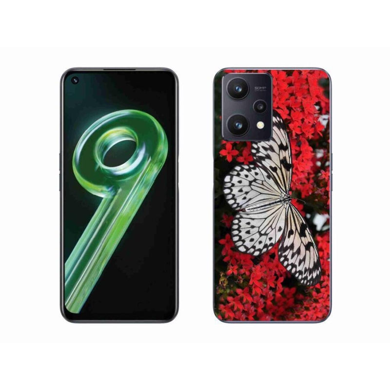 Zselés borítás mmCase a Realme 9 5G készülékhez - fekete-fehér pillangó 1
