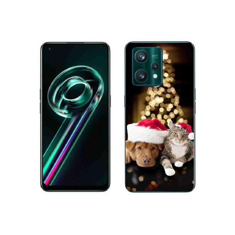 Gél borítás mmCase a Realme 9 Pro+ 5G készülékhez - Karácsonyi kutya és macska