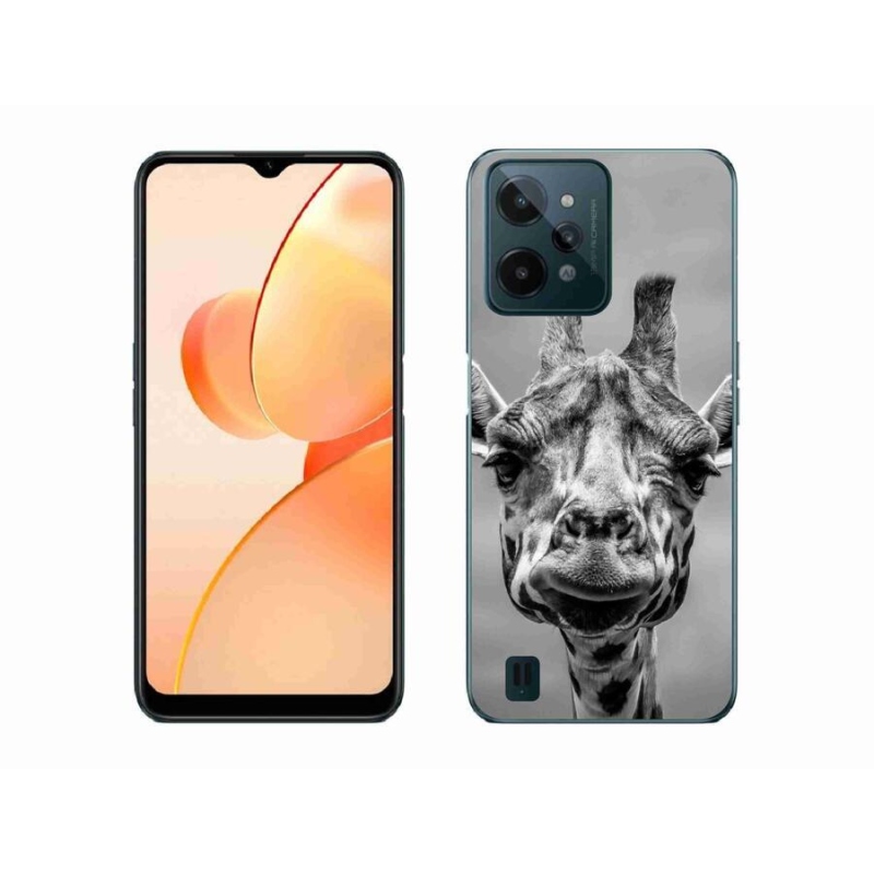 Zselés borító mmCase mobilhoz Realme C31 - fekete-fehér zsiráf