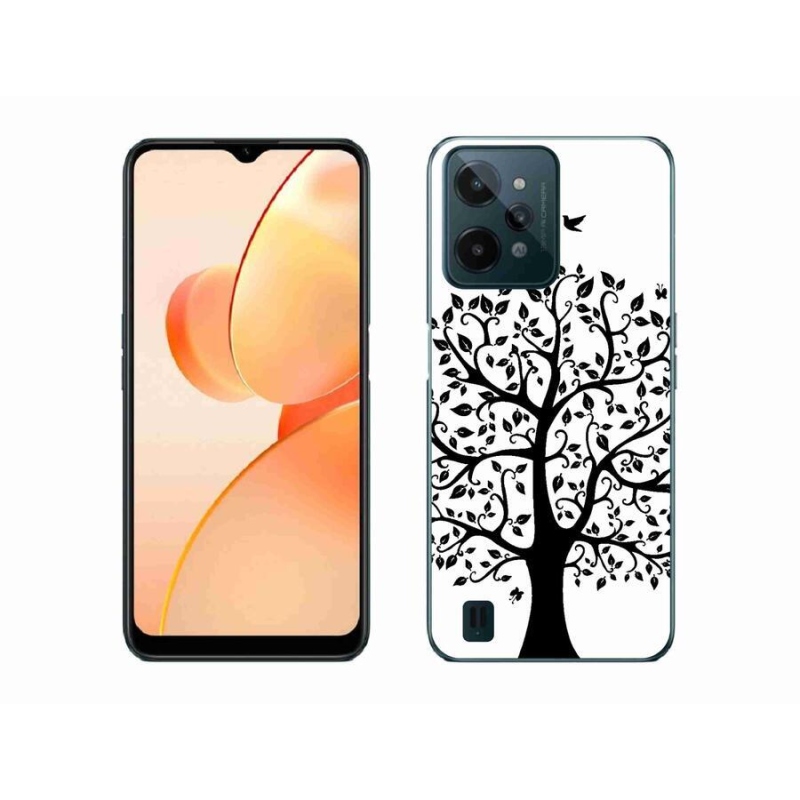 Gél borítás mmCase mobilhoz Realme C31 - fekete-fehér fa