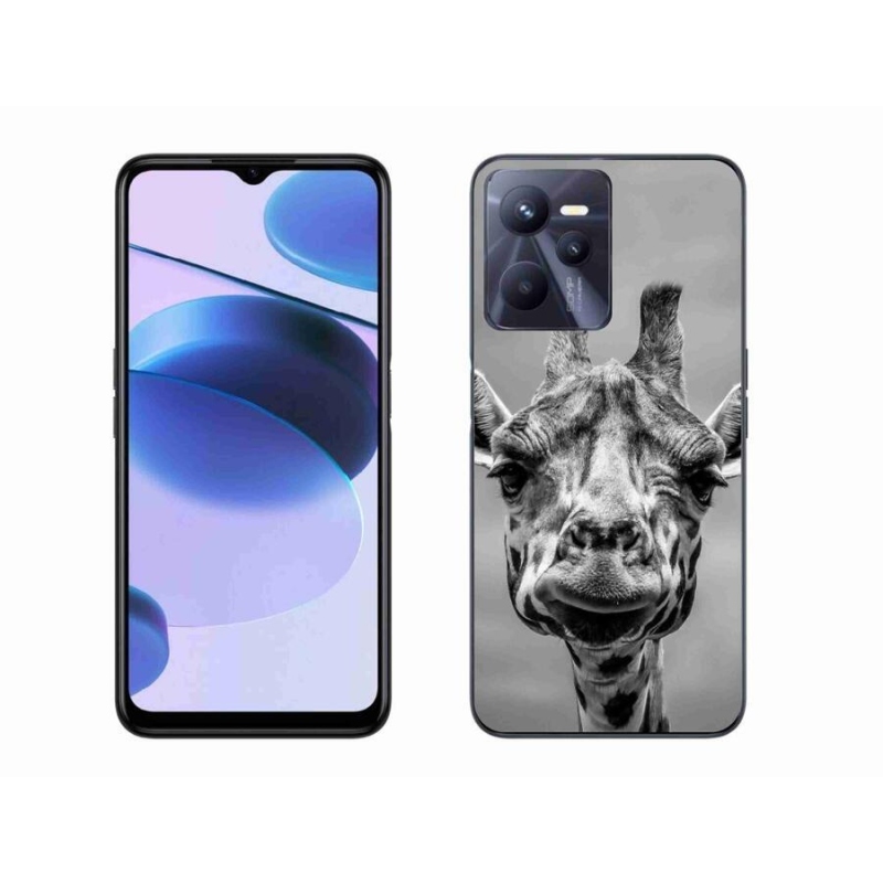 Zselés borító mmCase mobilhoz Realme C35 - fekete-fehér zsiráf