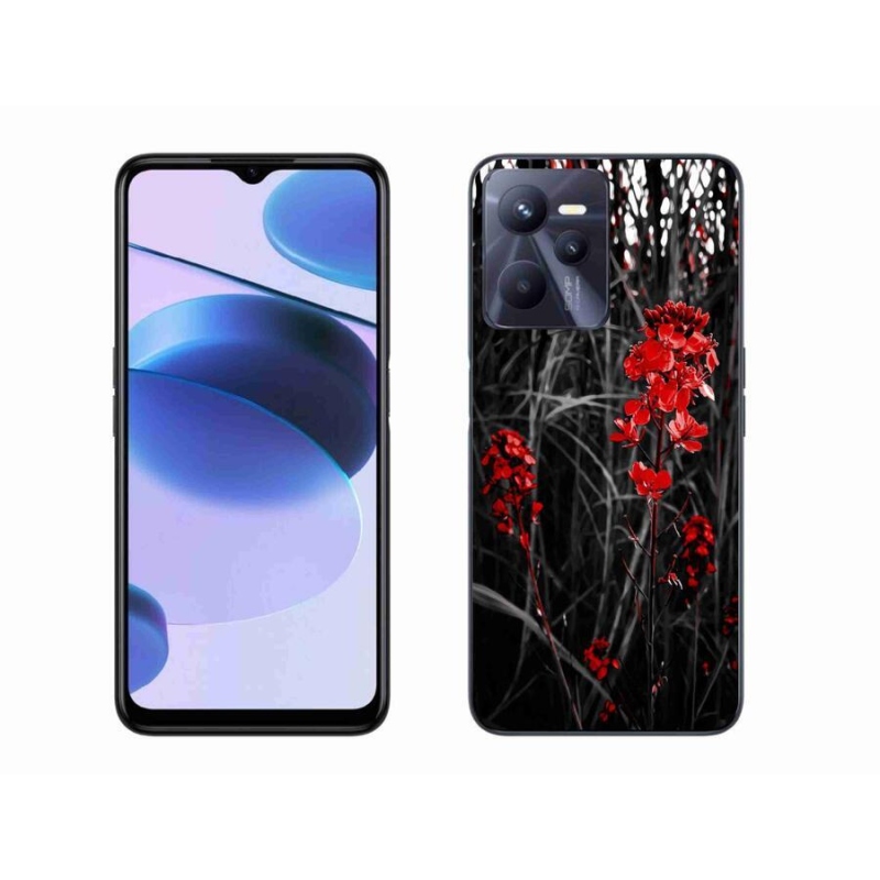 Gél borító mmCase a Realme C35 készülékhez - piros növény