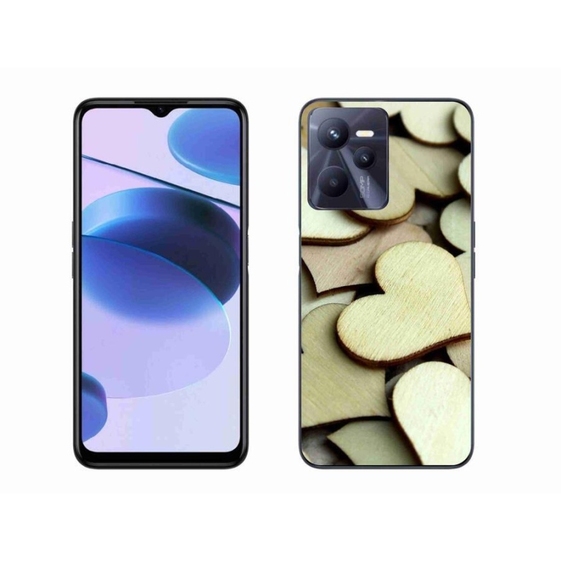 Zselés borító mmCase mobilhoz Realme C35 - fából készült szívek