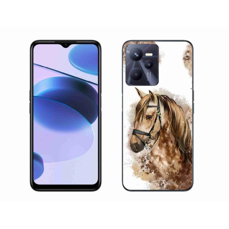 Zselés borító mmCase a Realme C35 készülékhez - barna rajzfilm ló