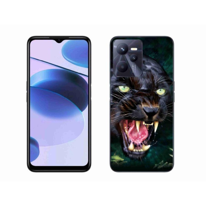 Gél borítás mmCase a Realme C35 készülékhez - dühös fekete párduc