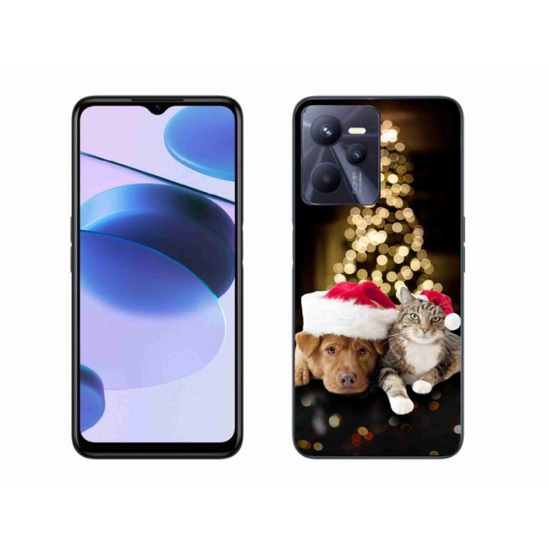 Gél borító mmCase mobilhoz Realme C35 - Karácsonyi kutya és macska