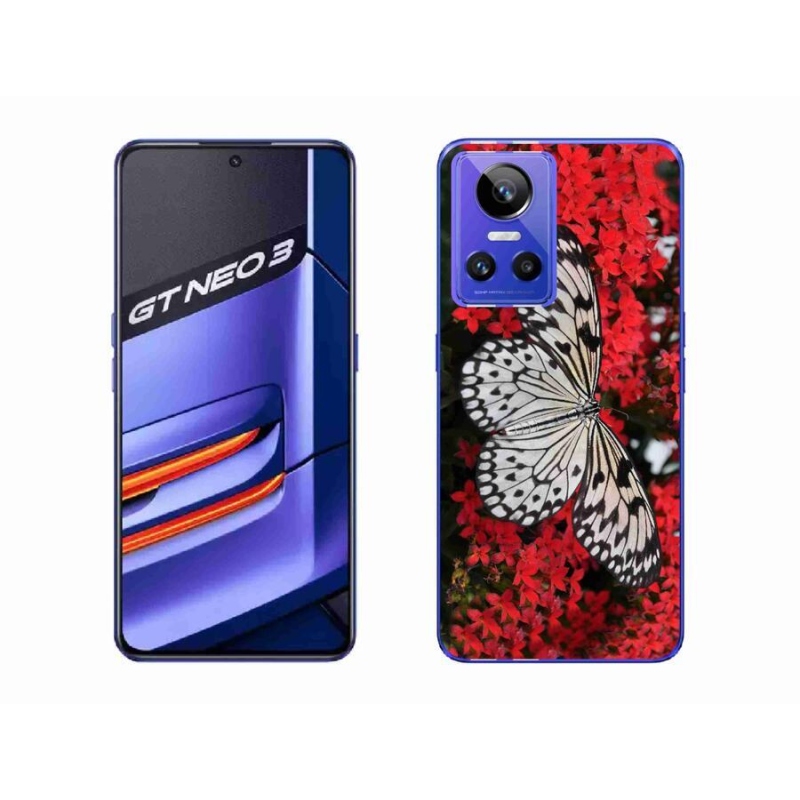 Zselés borítás mmCase a Realme GT Neo 3 számára - fekete-fehér pillangó 1