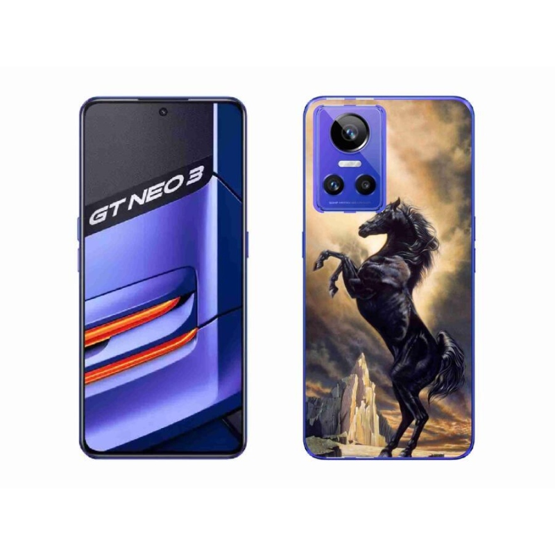 Gél borítás mmCase a Realme GT Neo 3 készülékhez - fekete rajzfilm ló