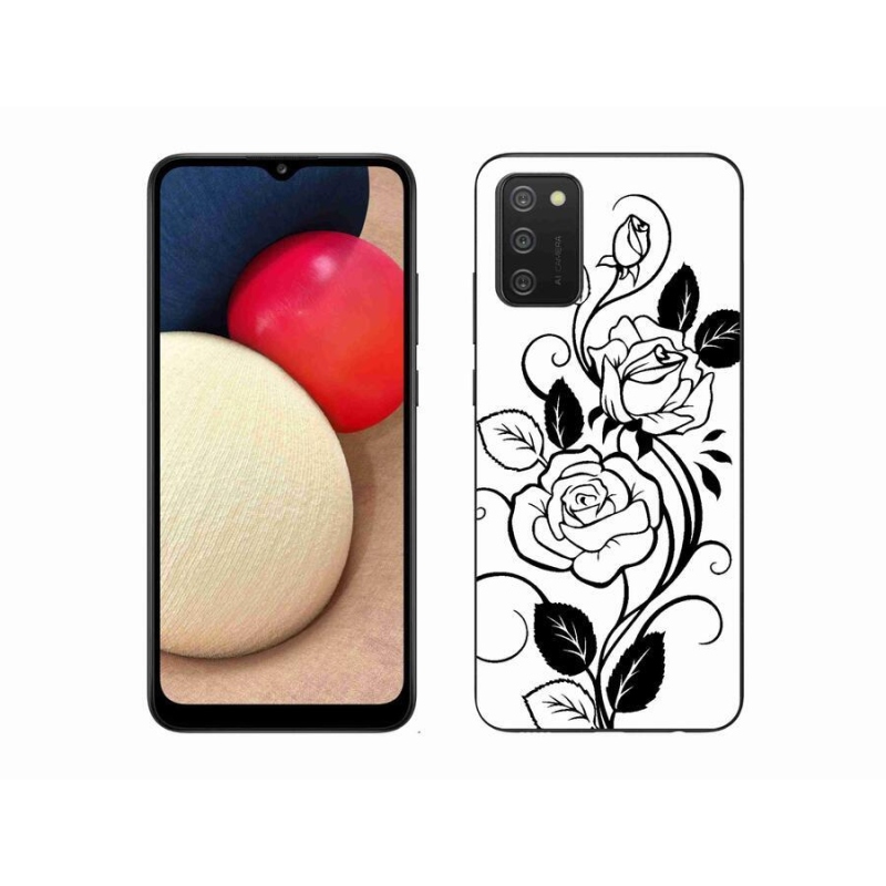 Zselés borítás mmCase Samsung Galaxy A02s (164.2x75.9x9.1mm) - fekete és fehér rózsa