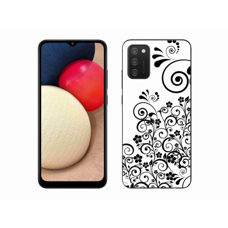 Zselés borítás mmCase Samsung Galaxy A02s (164.2x75.9x9.1mm) - fekete és fehér virágminták