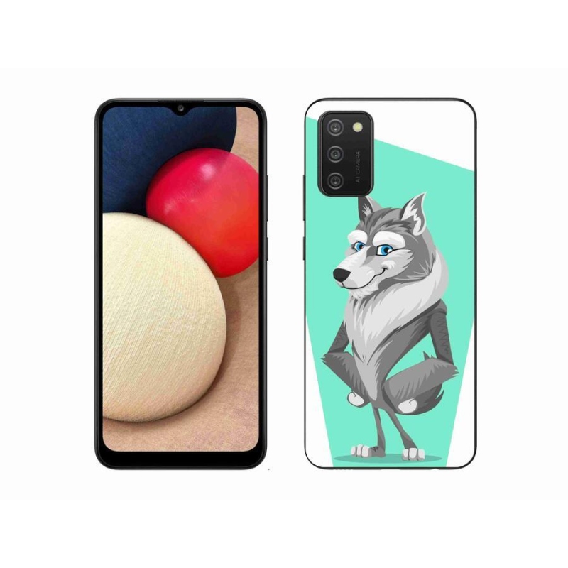 Zselés borítás mmCase mobiltelefonhoz Samsung Galaxy A02s (164.2x75.9x9.1mm) - rajzfilm farkas