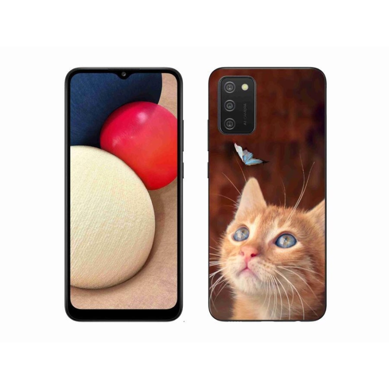 Gél borítás mmCase mobiltelefonhoz Samsung Galaxy A02s (164.2x75.9x9.1mm) - pillangó és cica