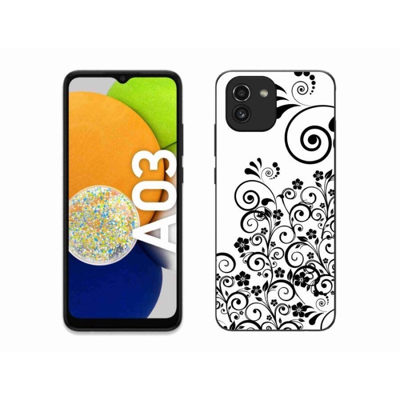 Zselés borítás mmCase Samsung Galaxy A03 készülékhez - fekete és fehér virágminták