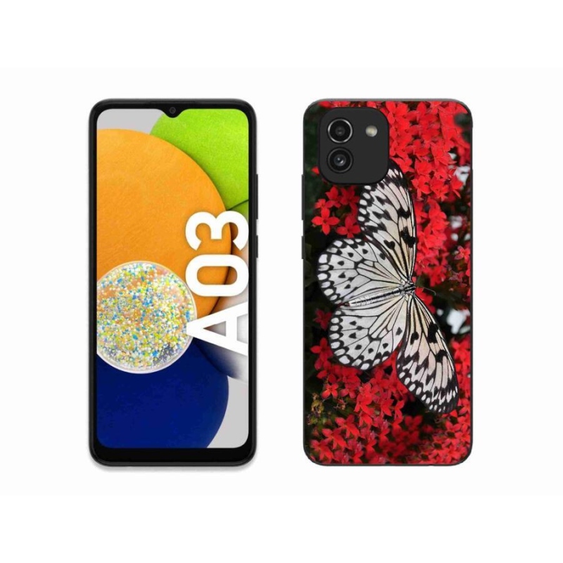 Zselés borítás mmCase Samsung Galaxy A03 - fekete-fehér pillangó 1