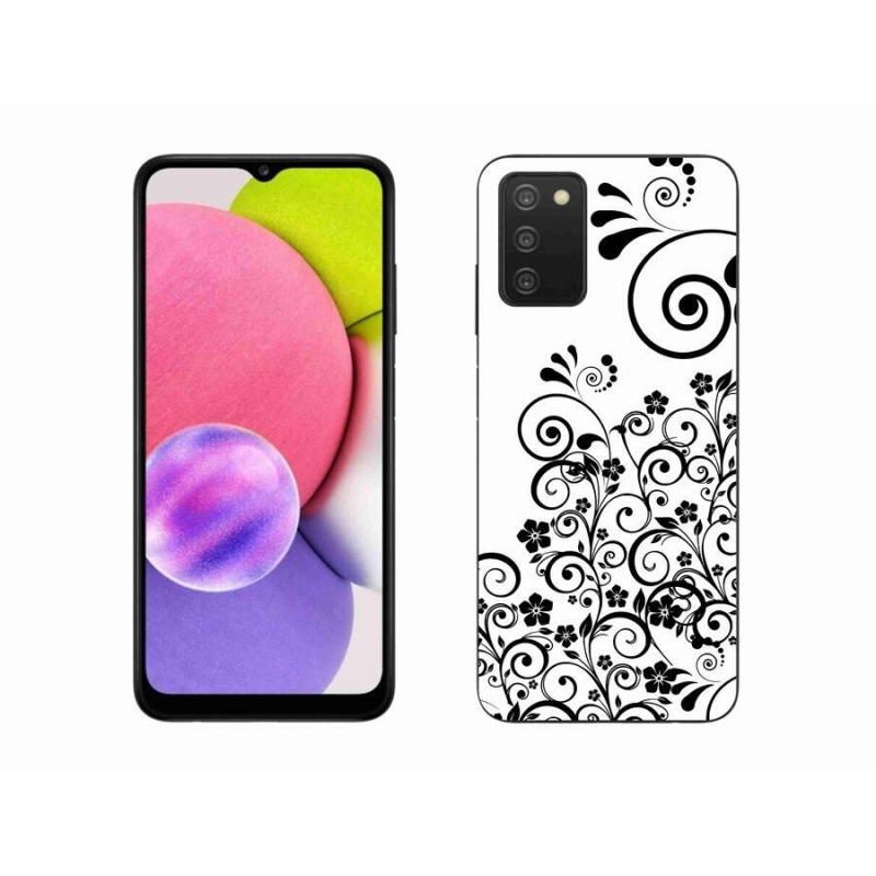 Zselés borítás mmCase Samsung Galaxy A03s (166,6 x 75,9 x 9,1) - fekete és fehér virágminták