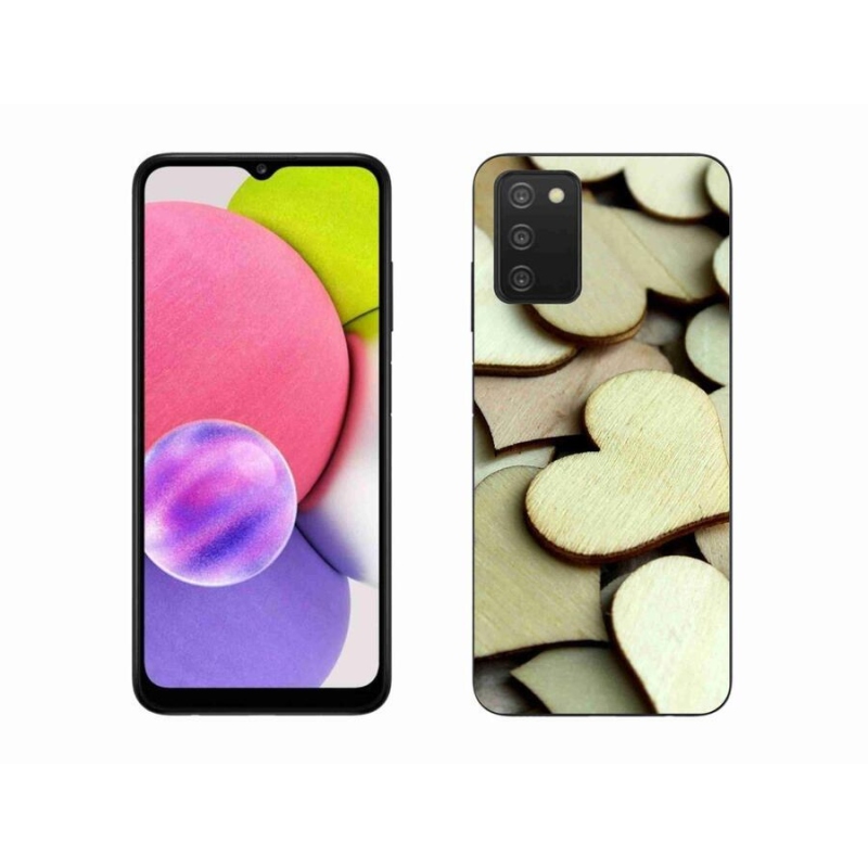 Zselés borítás mmCase Samsung Galaxy A03s (166,6 x 75,9 x 9,1) - fából készült szívek