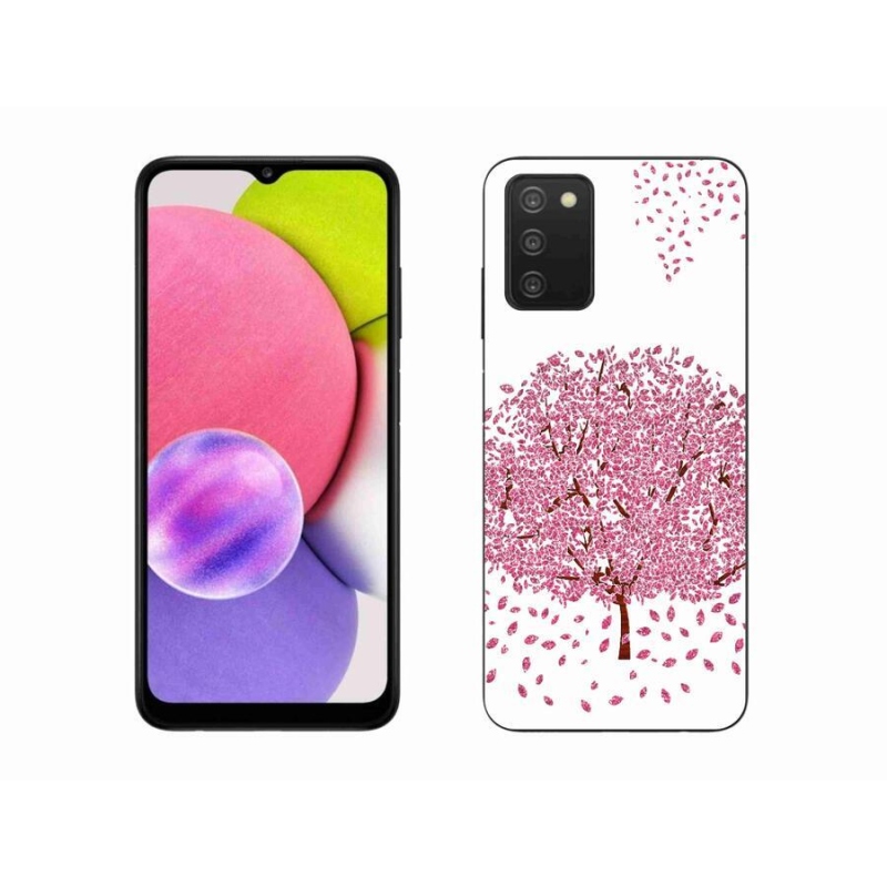 Gél borító mmCase mobiltelefonhoz Samsung Galaxy A03s (166.6 x 75.9 x 9.1) - rajzfilm fa levelekkel