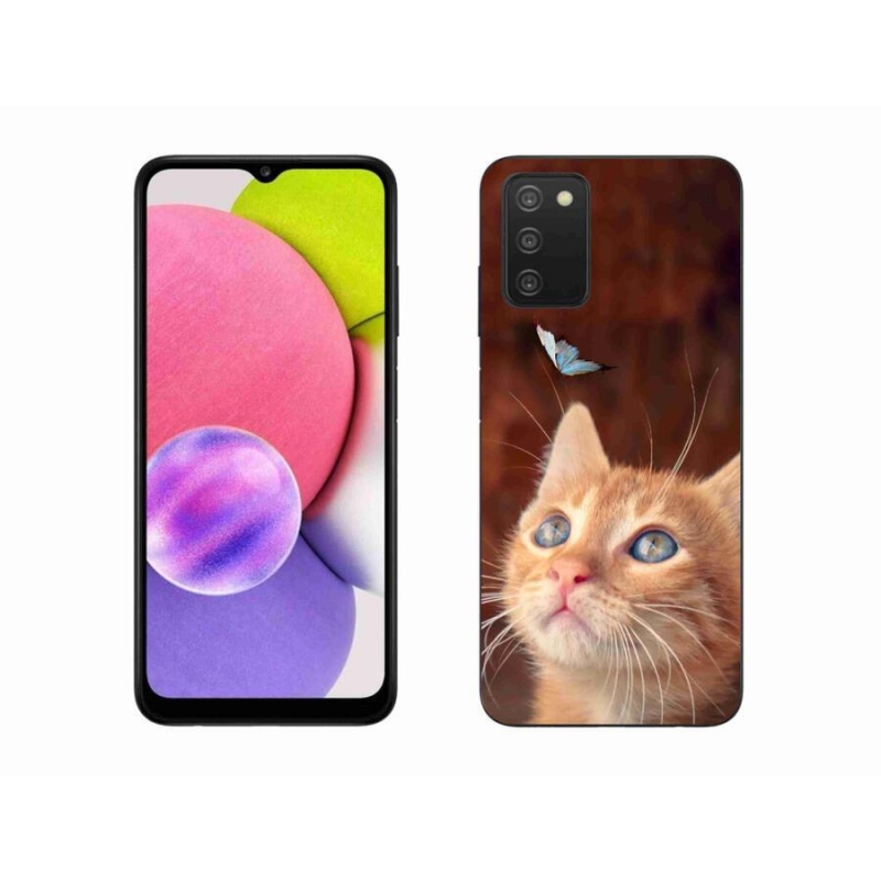 Gél borító mmCase mobiltelefonhoz Samsung Galaxy A03s (166.6 x 75.9 x 9.1) - pillangó és cica