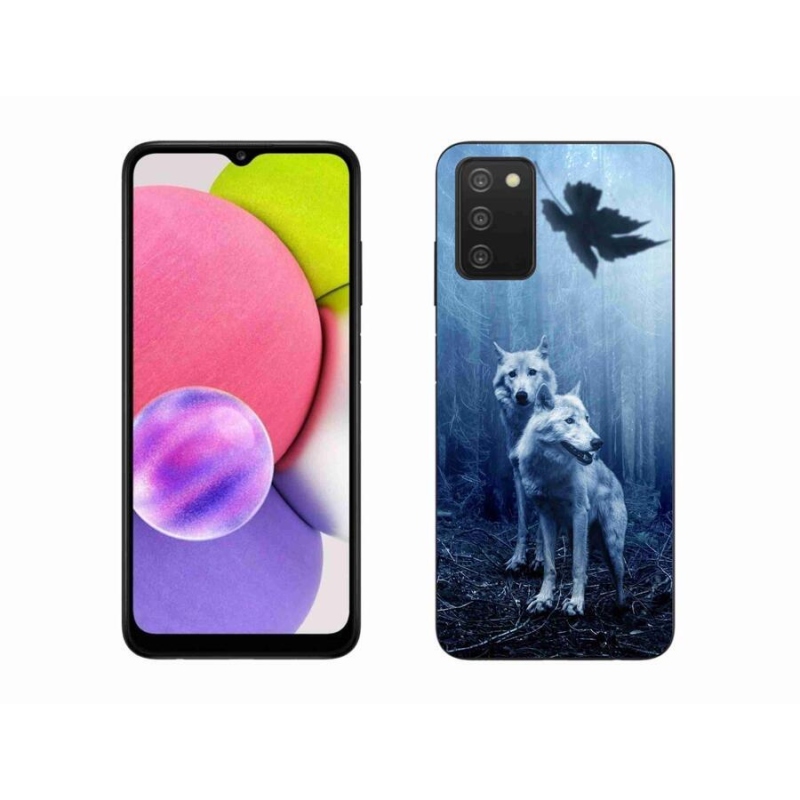 Gél borító mmCase mobil Samsung Galaxy A03s (166.6 x 75.9 x 9.1) - farkasok az erdőben