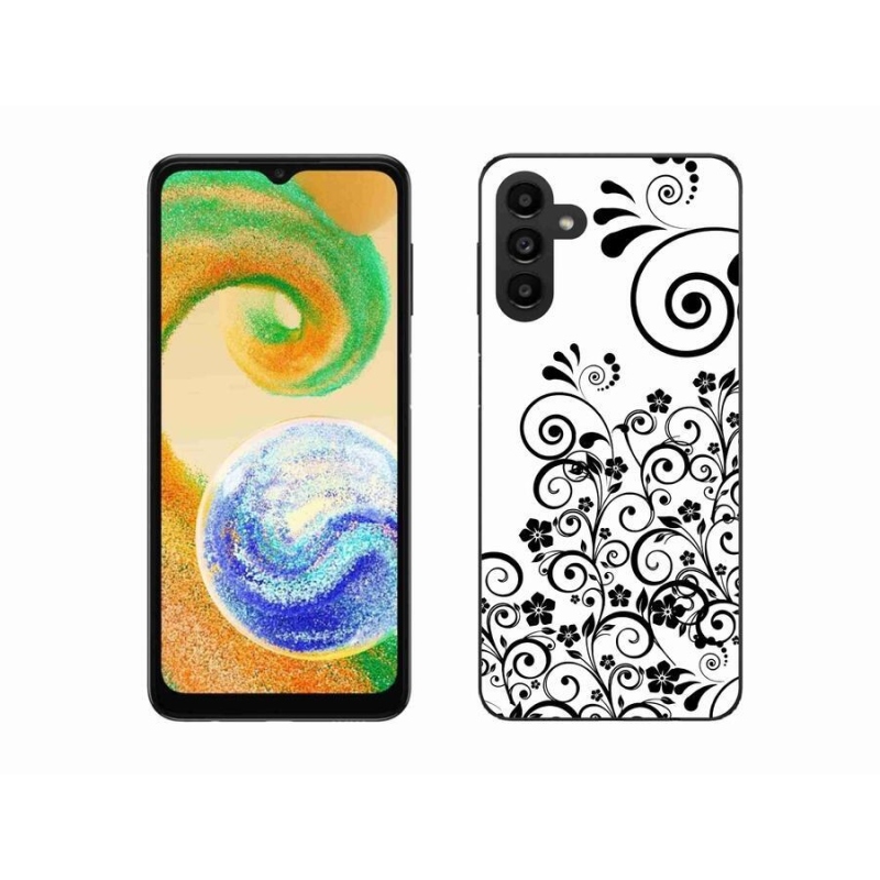 Zselés borító mmCase mobiltelefonhoz Samsung Galaxy A04s (164.7x76.7x9.1mm) - fekete és fehér virágmintás borítással